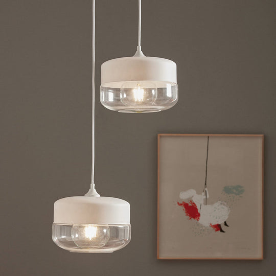 Modern White Glass Pendant Light for Bedroom With Elegant Ceiling Suspension