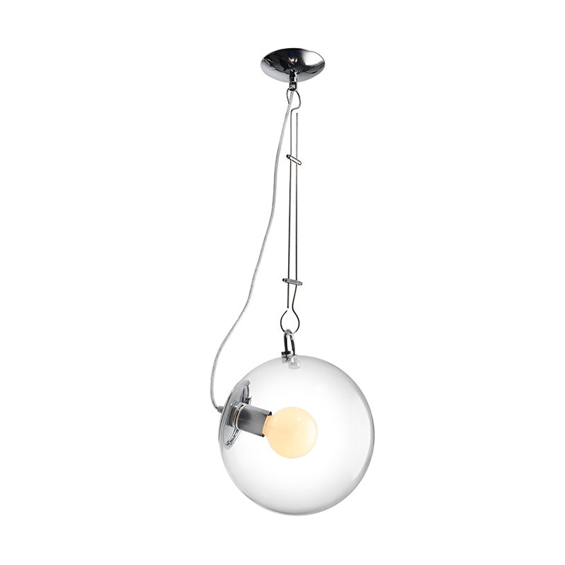Contemporary Clear Glass Pendant Light with 1 Bulb, 10"/12" Wide