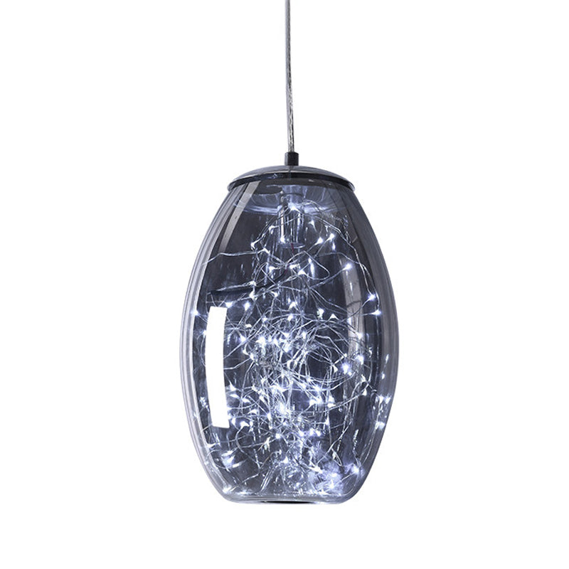 Blue Glass LED Pendant Light Fixture for Contemporary Living Rooms