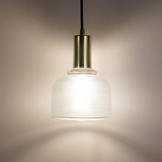 Modern Amber/Clear Glass Dome Pendant Light with 1 Bulb - Stylish Living Room Lighting Fixture