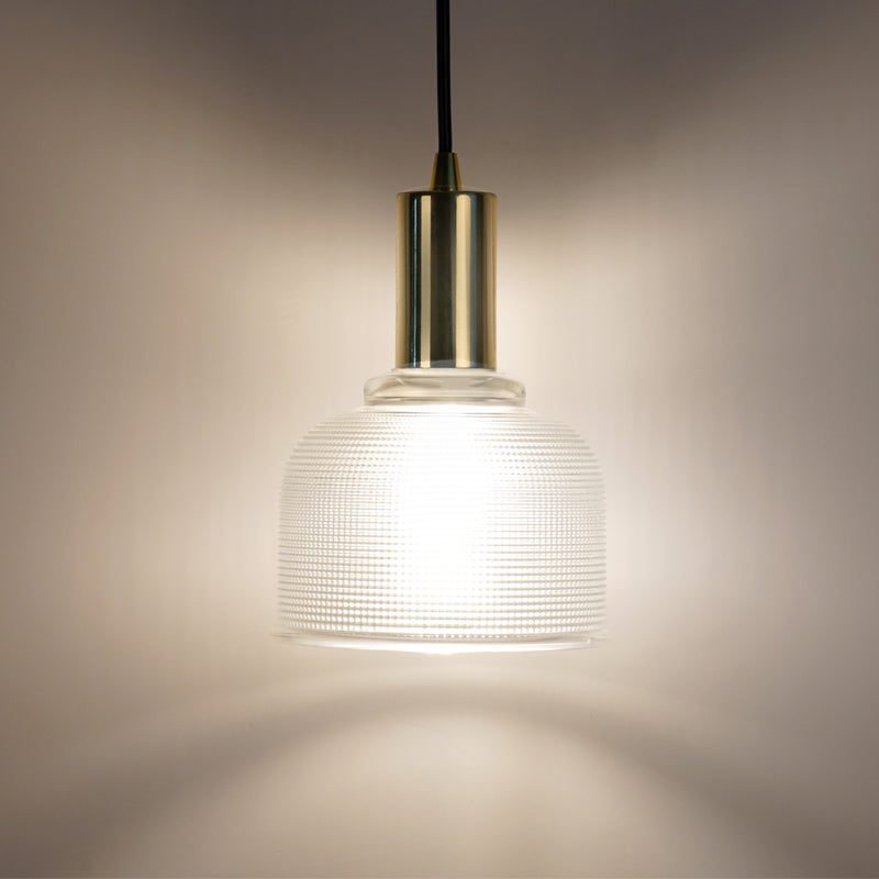 Modern Amber/Clear Glass Dome Pendant Light - Stylish Lighting For Living Rooms