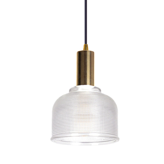 Modern Amber/Clear Glass Dome Pendant Light with 1 Bulb - Stylish Living Room Lighting Fixture