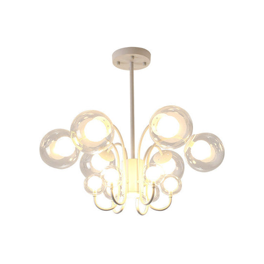 Lustre LED moderniste à 12 lumières avec abat-jour en verre transparent pour salon