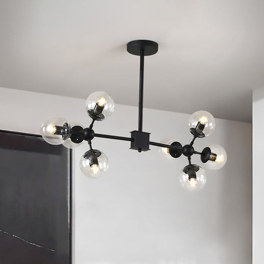 Lustre moderne à sphère noire avec abat-jour en verre transparent - Luminaire suspendu à tête 8/12