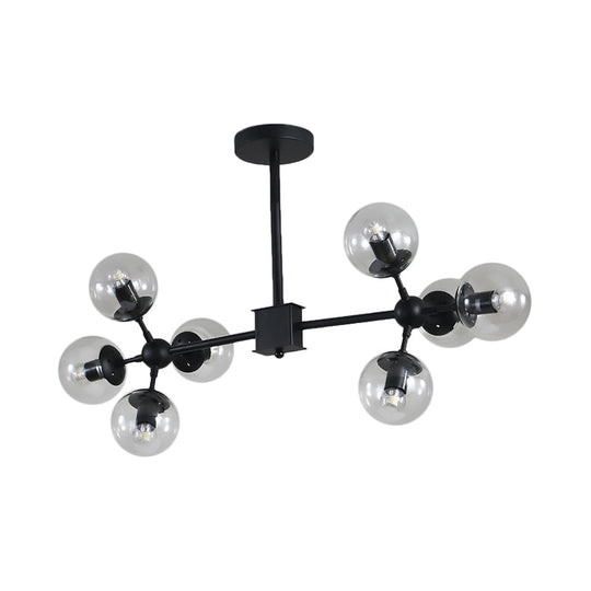 Lustre moderne à sphère noire avec abat-jour en verre transparent - Luminaire suspendu à tête 8/12