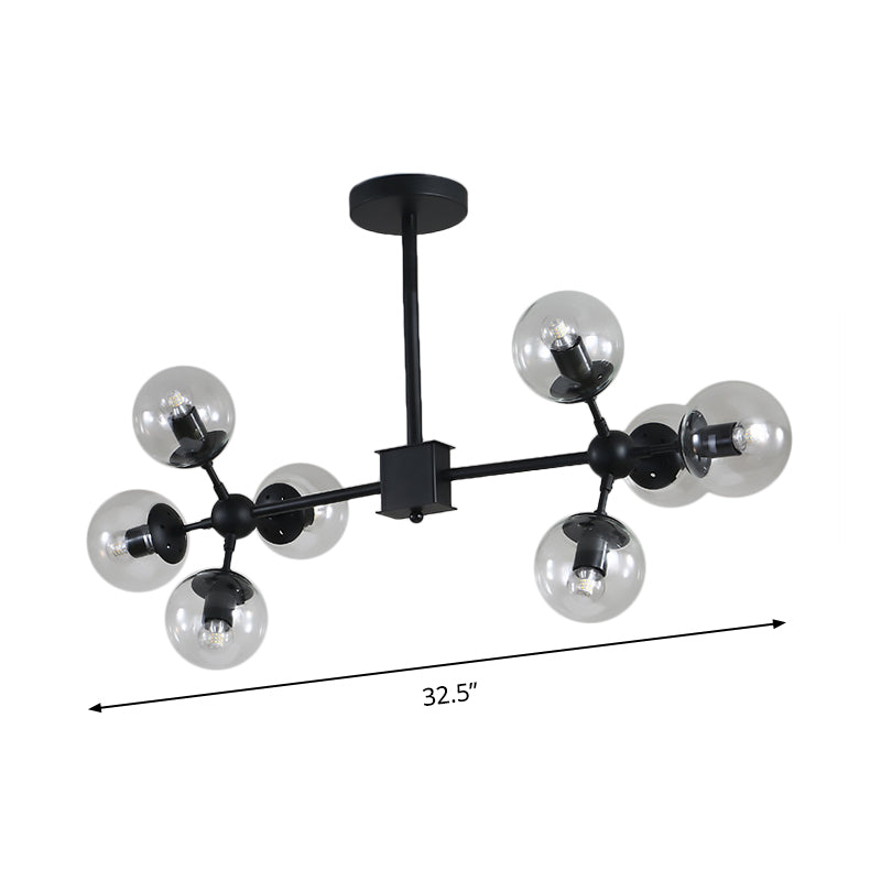 Lustre moderne à sphère noire avec abat-jour en verre transparent - Luminaire suspendu à tête 8/12