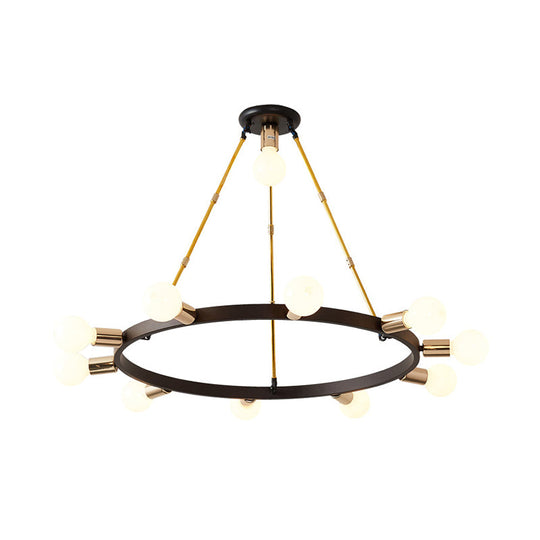 Modernist Frosted White Glass Bubble Chandelier - 11 Heads, Black Ceiling Pendant Light