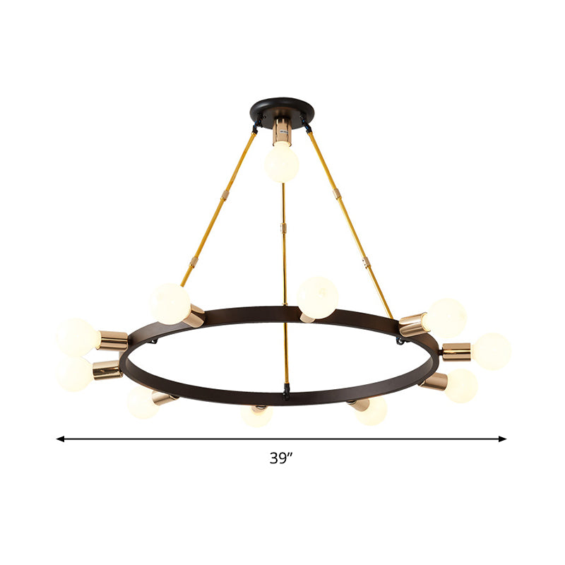 Modernist Frosted White Glass Bubble Chandelier - 11 Heads, Black Ceiling Pendant Light