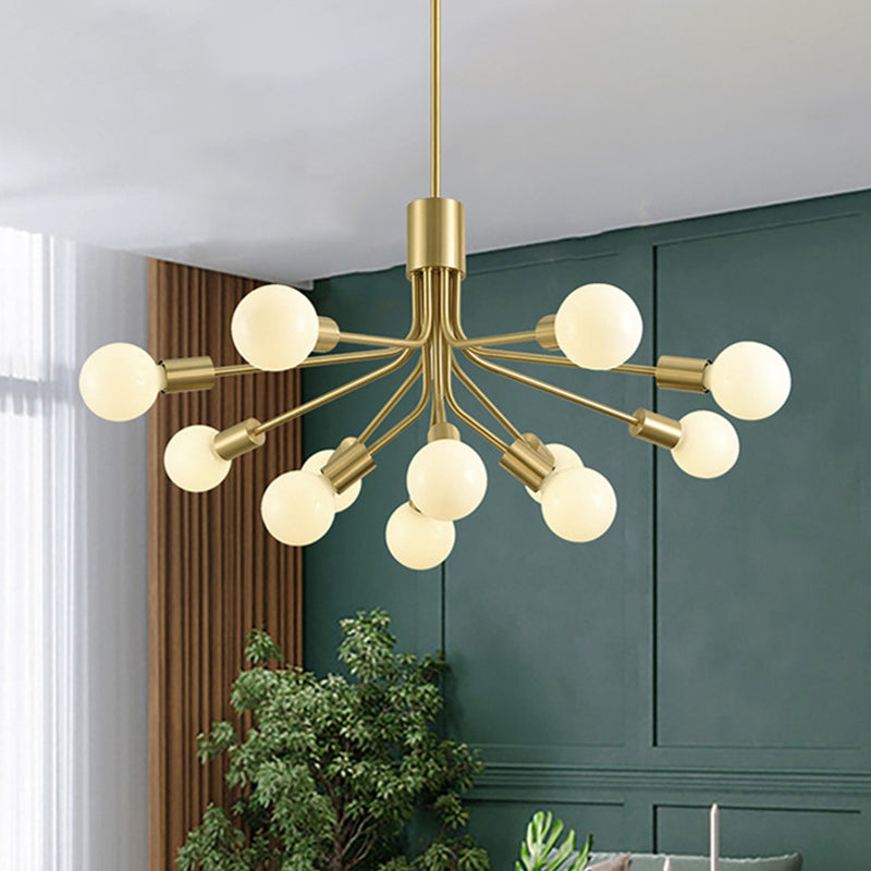 Lustre contemporain en métal Sputnik - Luminaire suspendu en laiton à 12 têtes