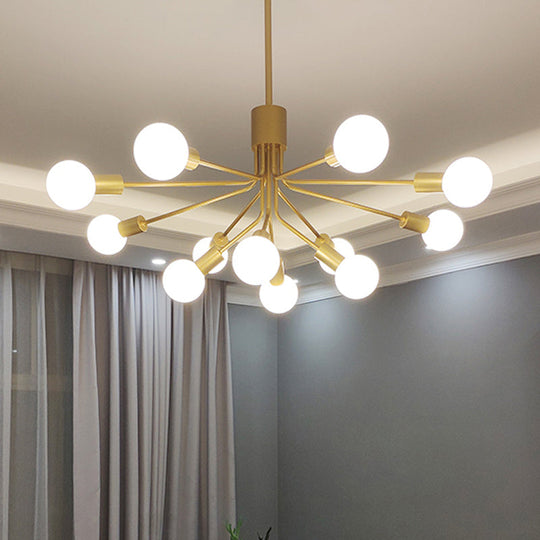 Lustre contemporain en métal Sputnik - Luminaire suspendu en laiton à 12 têtes