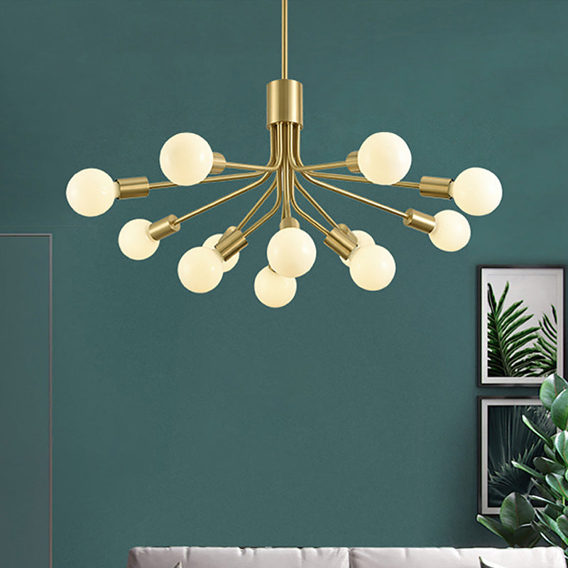 Lustre contemporain en métal Sputnik - Luminaire suspendu en laiton à 12 têtes