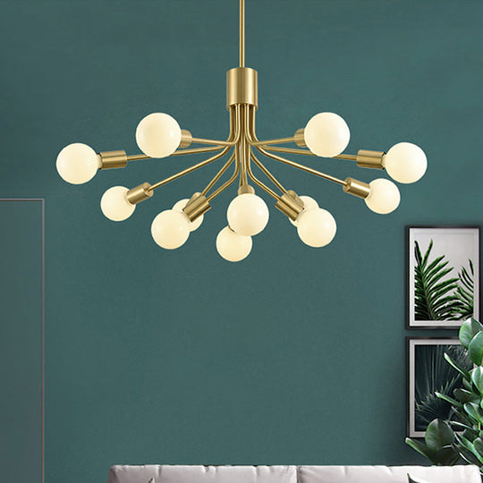 Lustre contemporain en métal Sputnik - Luminaire suspendu en laiton à 12 têtes