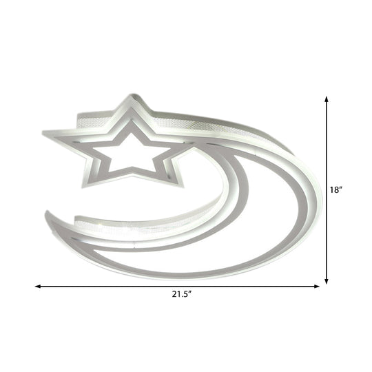 Kids' Cartoon Acrylic LED Flush Ceiling Light - Crescent and Star Design for Bedroom