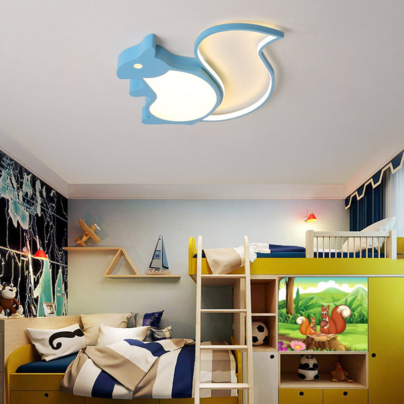 Blue Animal Baby Squirrel LED Ceiling Lamp for Child's Bedroom