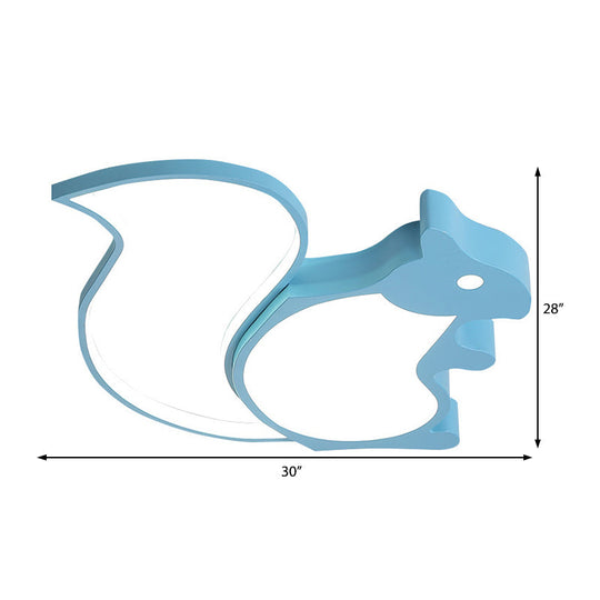 Blue Animal Baby Squirrel LED Ceiling Lamp for Child's Bedroom