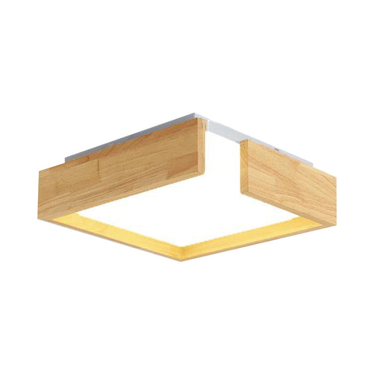 Sleek Natural Wood Flush Mount LED Ceiling Light Fixture in Warm/White Light, 16"/20.5"/25.5" W