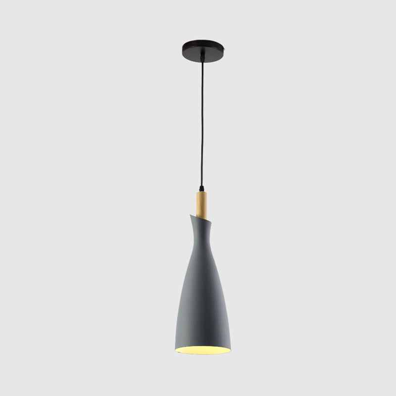 Minimalist Metal Kitchen Pendant Light - Tapered Design, 1 Head, Down Lighting (Black/White/Grey)
