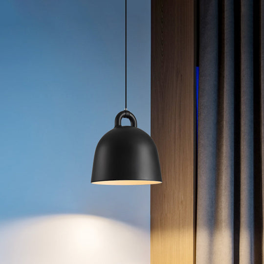 Contemporary Domed Pendant Lamp: Metal, 1 Light, Black Suspension Lighting for Dining Room