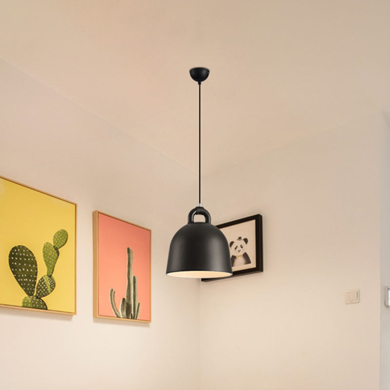 Contemporary Domed Pendant Lamp: Sleek Metal Suspension Lighting For Dining Room - 1 Light Black