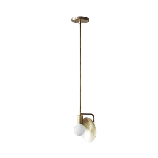 Modern Brass 1-Head Drop Pendant Light Fixture for Bedroom - Metal Bare Bulb Hanging Design