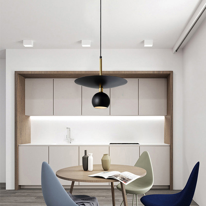 Minimalist Metal Globe Hanging Light Fixture Black Suspension Lamp For Dining Room