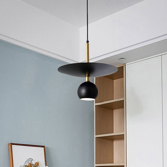 Minimalist Metal Globe Hanging Light Fixture Black Suspension Lamp For Dining Room