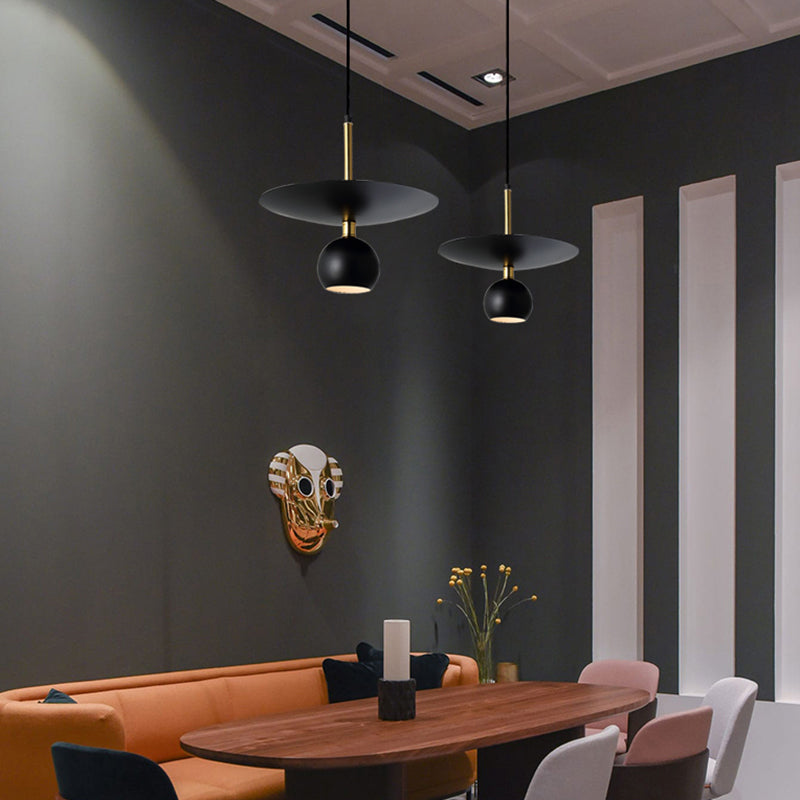 Minimalist Metal Globe Hanging Light: Black Suspension Lamp for Dining Room