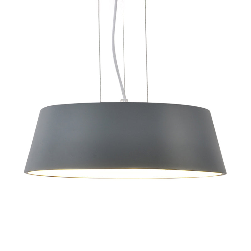 Minimalist Grey Suspension Lamp For Kitchen 1-Light Hanging Light With Drum Metal Shade