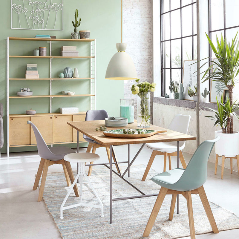 Suspension de salle à manger moderne blanche/rose avec abat-jour en métal bombé