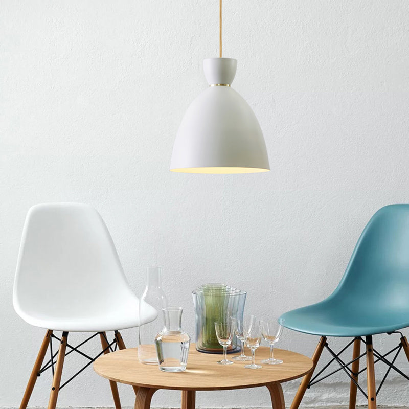 Suspension de salle à manger moderne blanche/rose avec abat-jour en métal bombé