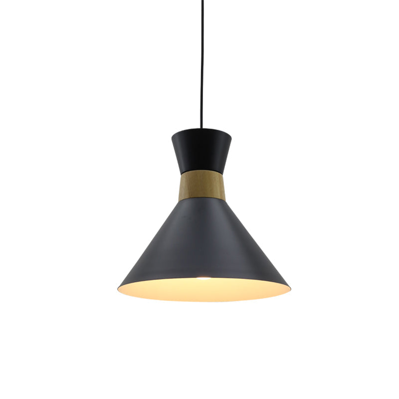 Minimalist Black Metal Hanging Light Kit For Dining Room - Conical Shape 1 Suspension Pendant