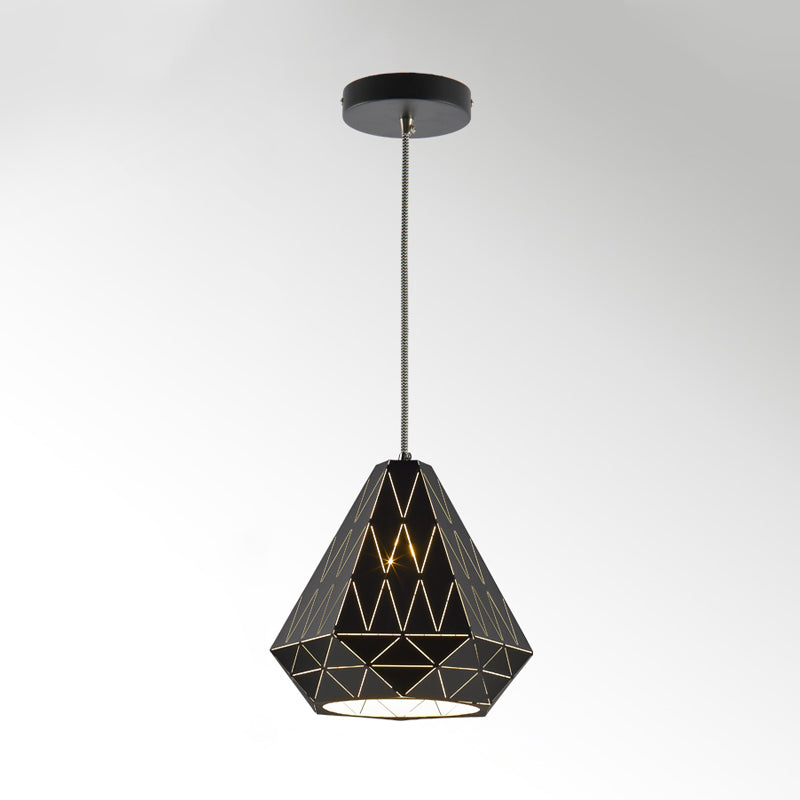 Modern Stylish Metal Diamond Pendant Light Fixture in Black - 1 Light Suspension