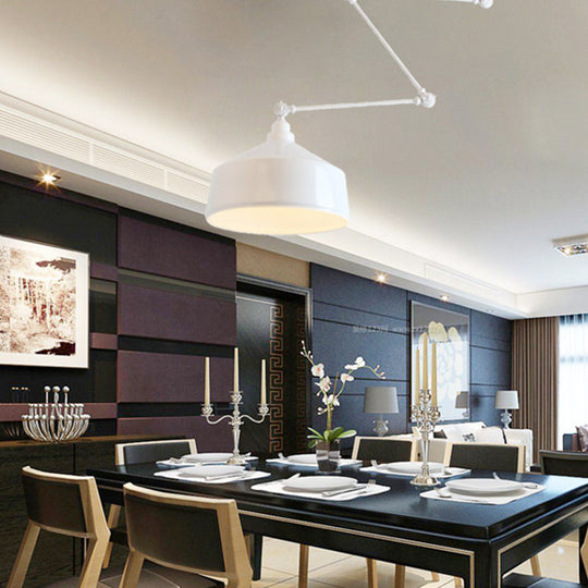 Contemporary Dome Pendant Light with Metal Finish - White Dining Room Lighting