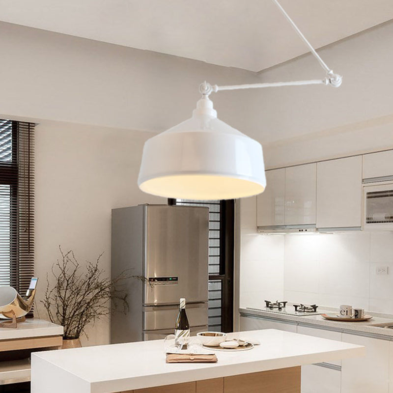 White Metal Dome Pendant Light: Modern 1-Light Fixture For Dining Room Down Lighting