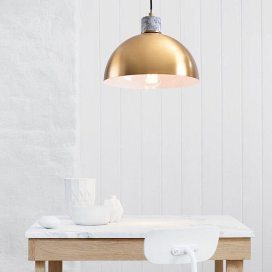 Minimalist Brass Kitchen Pendant Light with Dome Metal Shade
