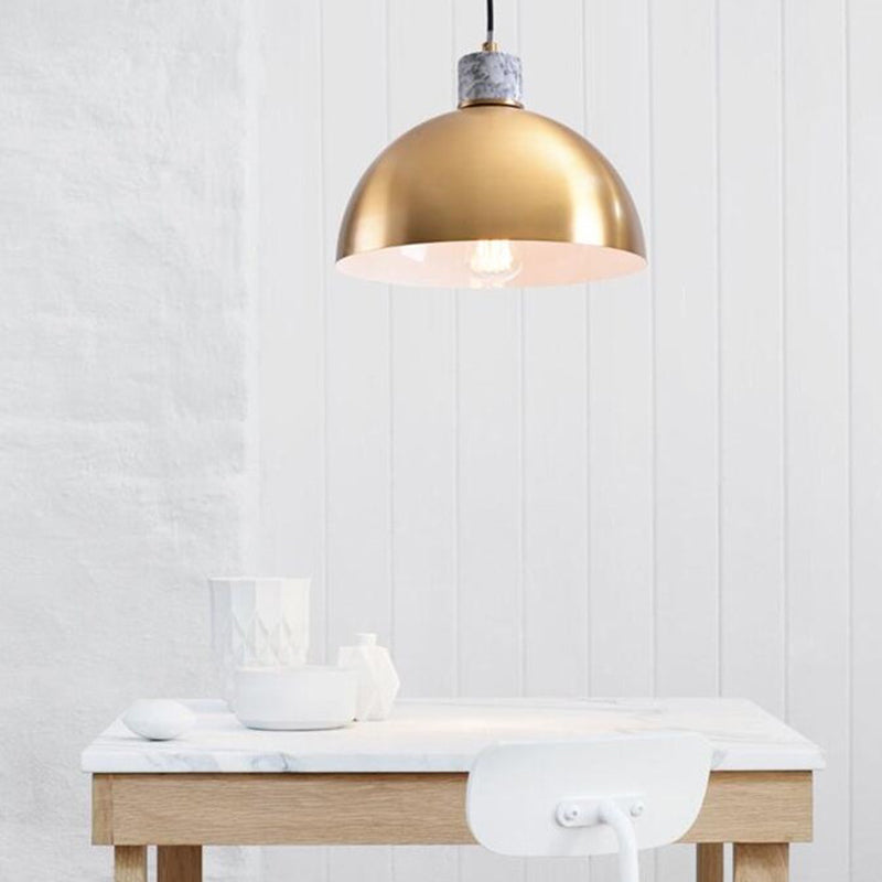 Minimalist Brass Pendant Light With Dome Shade For Kitchen - 1 Hanging Fixture
