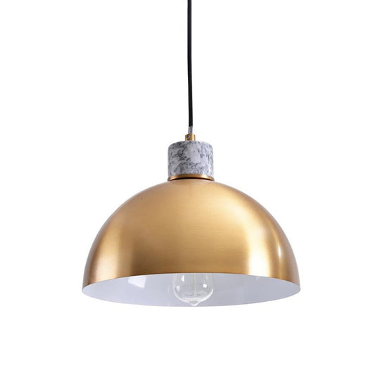 Minimalist Brass Pendant Light With Dome Shade For Kitchen - 1 Hanging Fixture