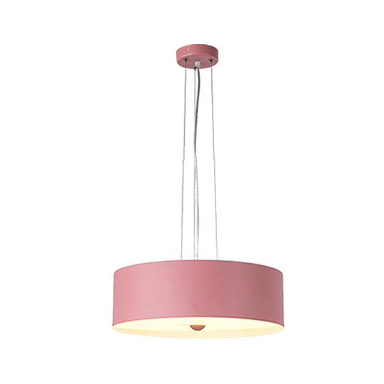 Contemporary Drum Metal Hanging Lamp Kit - 11/15/18 Wide Pink