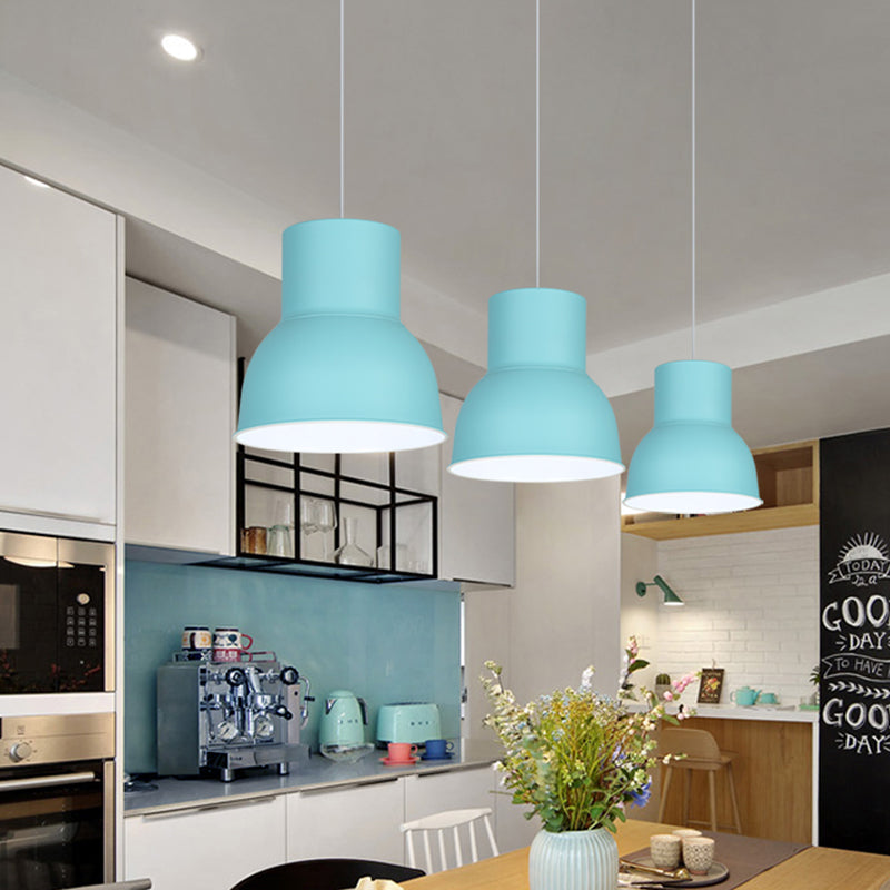 Minimalist Metal Dome Suspension Pendant Blue/Green 10/14/15 Wide 1-Light Hanging Fixture Blue / 10