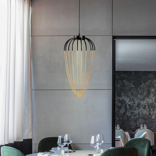 Metal Kitchen Pendant Light - Contemporary 1-Light Fixture In Black/Gold (19/21 W)