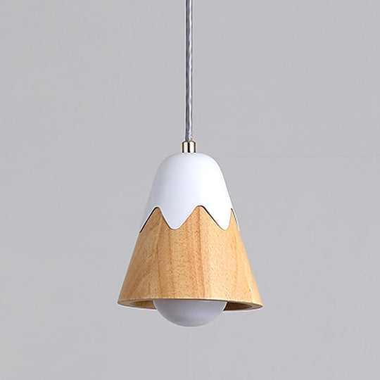 Modernist White Wood Shade Pendant Light - Sleek 1-Head Suspended Lighting Fixture