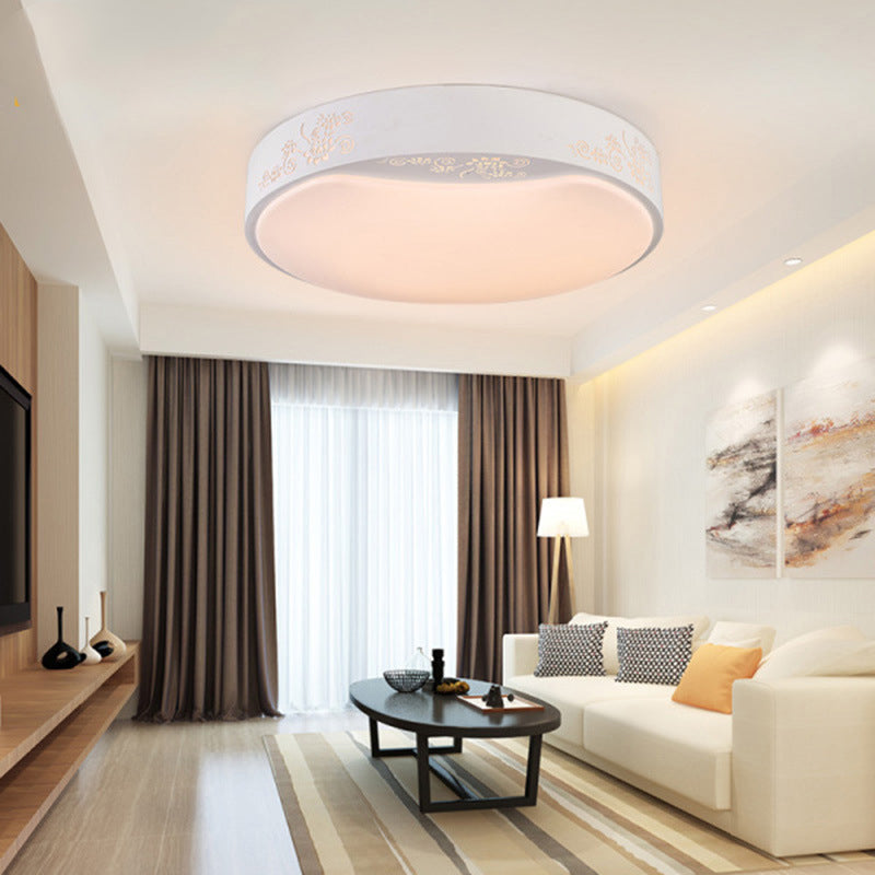 Modern White Circle Flush Mount LED Ceiling Light Fixture for Living Room - 16.5"/20.5" Dia