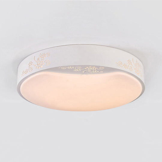 Modern White Circle Flush Mount Led Ceiling Light Fixture For Living Room - 16.5/20.5 Dia