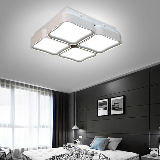 Modern LED Square Flush Mount Bedroom Ceiling Light in 3 Color Options