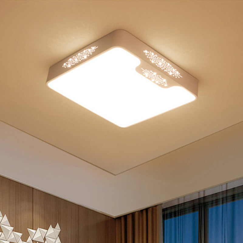 20"/41" Wide White Square/Rectangle LED Flush Mount Modern Ceiling Lamp, Metal