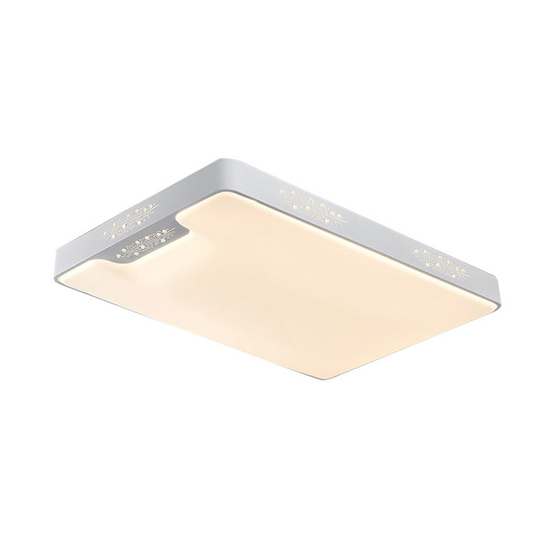 20"/41" Wide White Square/Rectangle LED Flush Mount Modern Ceiling Lamp, Metal