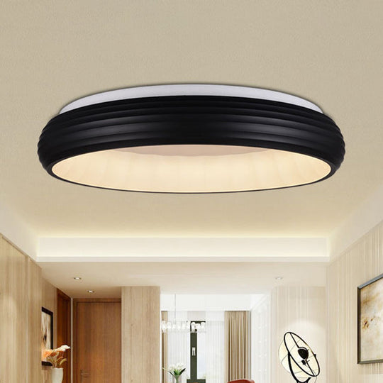 Modern Black Metal LED Ceiling Lamp for Living Room - 19"/25" Wide Round Flush Mount Fixture