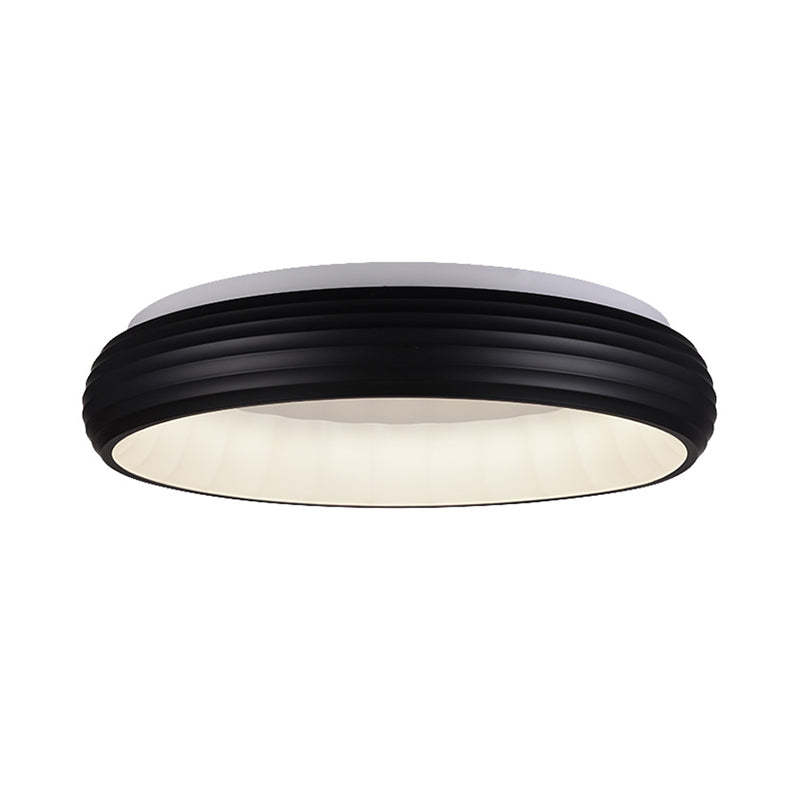 Modern Black Metal LED Ceiling Lamp for Living Room - 19"/25" Wide Round Flush Mount Fixture