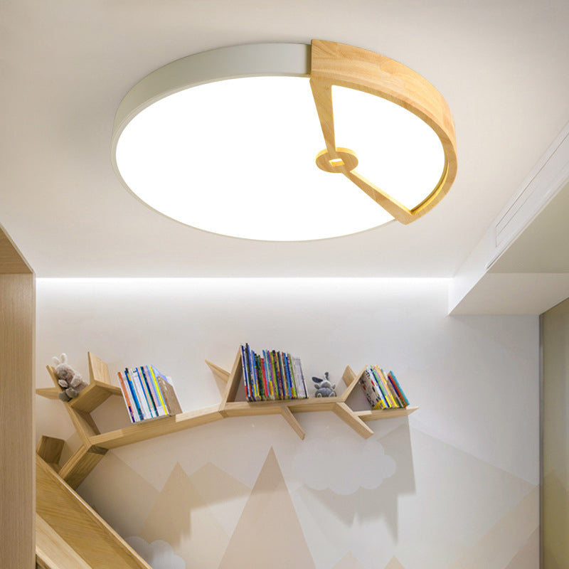 Modern 16"/19.5" Wide Round Metal Ceiling Light Fixture with LED, Flush Mount Lamp in White/Warm Light