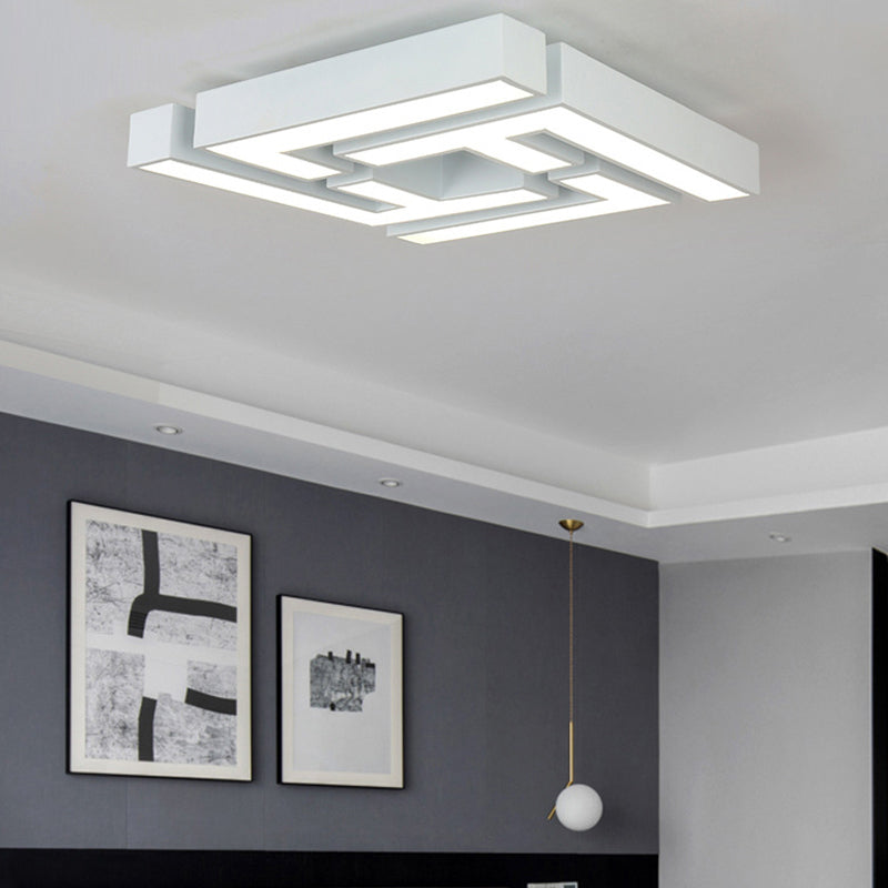 Modern LED Bedroom Flushmount Ceiling Light with Maze Metal Shade in White/Warm Light - Stylish and Efficient